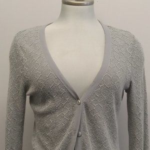 Simply Vera Vera Wang Grey cardigan sweater delicate grey silver threading sz PS